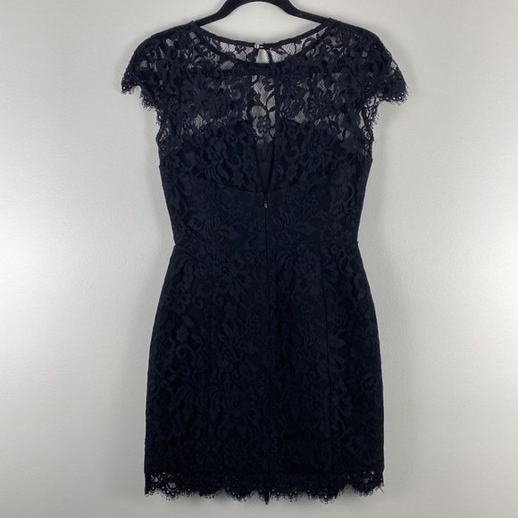 Nicholas Black Lace Cocktail Mini Dress Homecoming Sweetheart Neckline Short - Picture 7 of 10